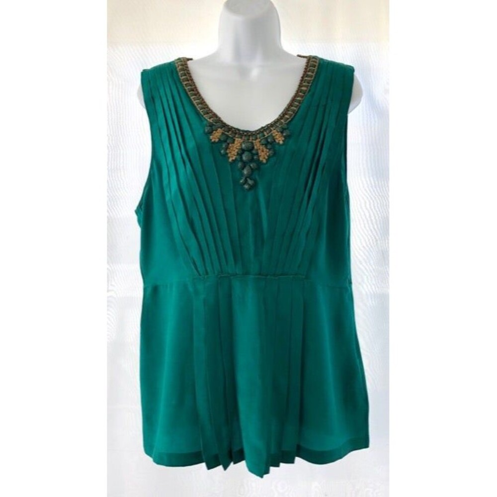 Ranna Gill Blouse Green Silk Womens L